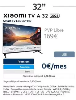 Oferta de Xiaomi - Smart Tv Led 32" Hd por 169€ en Movistar