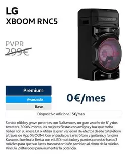 Oferta de LG - Xboom Rnc5 por 299€ en Movistar