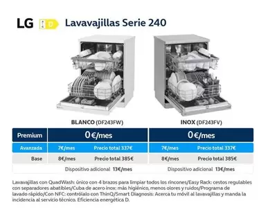 Oferta de LG - Lavavajillas Serie en Movistar