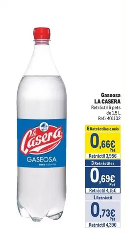 Oferta de La Casera - Gaseosa por 0,66€ en Makro