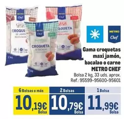 Oferta de Chef - Gama Croquetas Maxi Jamon, Bacalao O Carne por 11,99€ en Makro