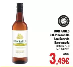 Oferta de Don Pablo - D.o. Manzanilla Sanúcar De Barrameda por 3,49€ en Makro