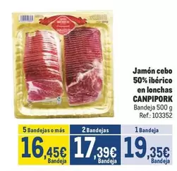 Oferta de Canpipork - Jamón Cebo 50% Ibérico En Lonchas por 19,35€ en Makro