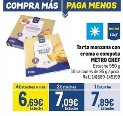 Oferta de Chef - Tarta Manzana Con Crema O Compota por 7,89€ en Makro