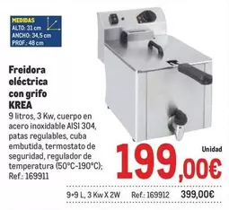 Oferta de Freidora Eléctrica Con Grifo por 199€ en Makro