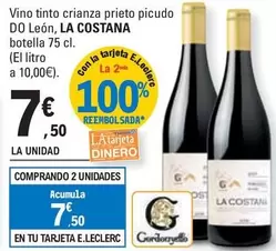 Oferta de Vino Tinto Crianza Prieto Picudo Do León por 7,5€ en E.Leclerc