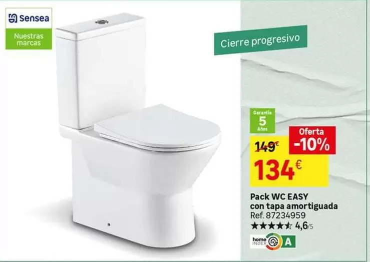 Oferta de Sensea - Pack WC EASY Con Tapa Amortiguada por 134€ en Leroy Merlin