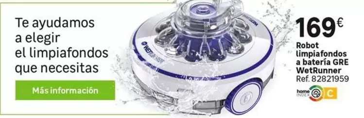 Oferta de Gre - Robot Limpiafonds A Bateria  Wehrunner por 169€ en Leroy Merlin
