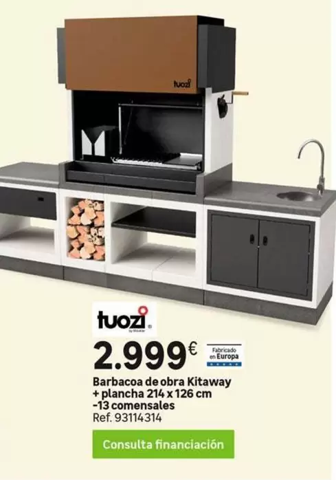 Oferta de Barbacoa De Obra Kitaway + Plancha 214 X 126 Cm -13 Comensales por 2999€ en Leroy Merlin
