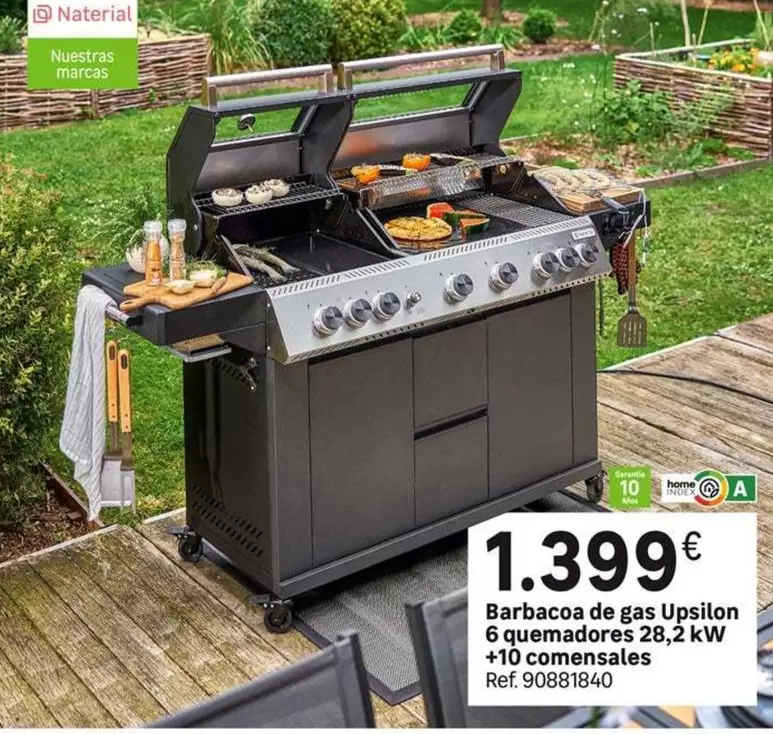 Oferta de Barbacoa De Gas Upstion 6 Quemadores 28,8 kW +10 Comensales por 1399€ en Leroy Merlin