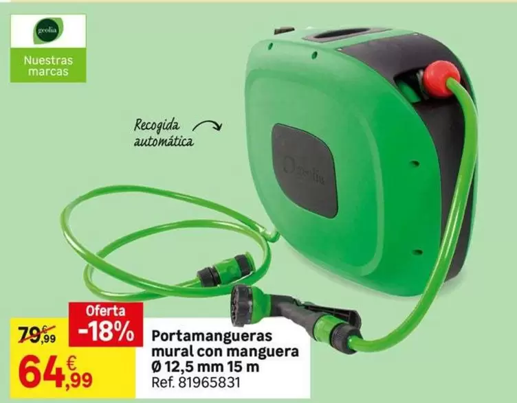 Oferta de Geolia - Portamanguera Mural Con Manguera 12,5 Mm 15 M por 64,99€ en Leroy Merlin