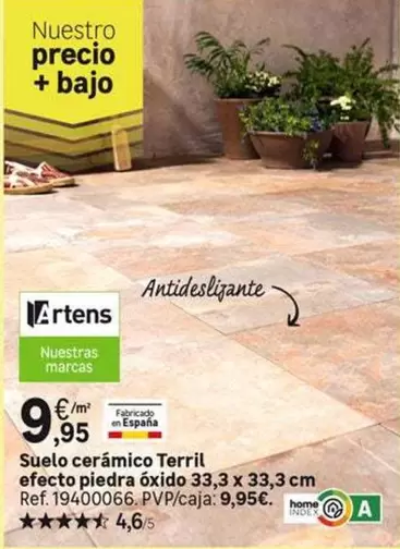 Oferta de Suelo Cerámico Terril Efecto Piedra Óxido 33,3 X 33,3 Cm por 9,95€ en Leroy Merlin