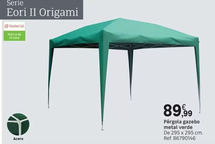 Oferta de Pérgola Gazebo Metal Verde por 89,99€ en Leroy Merlin