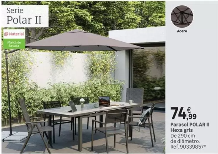 Oferta de Parasol POLAR II Hexa Gris por 74,99€ en Leroy Merlin