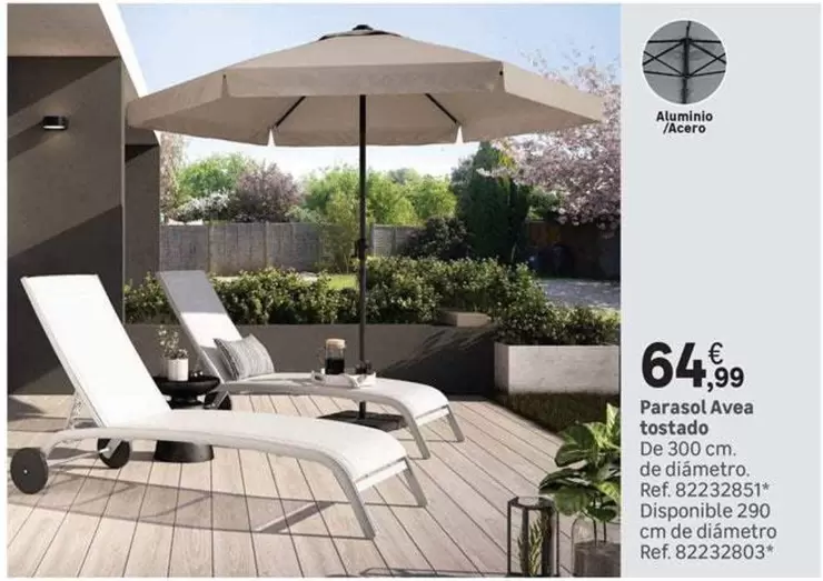 Oferta de Parasol Avea Tostado por 64,99€ en Leroy Merlin