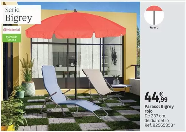 Oferta de Parasol Bigrey Rojo por 44,99€ en Leroy Merlin