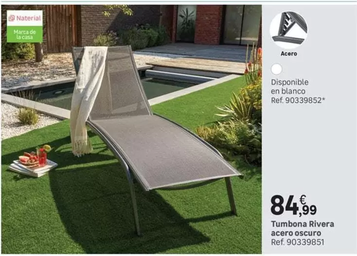 Oferta de Tumbona Riviera Acero Oscuro por 84,99€ en Leroy Merlin