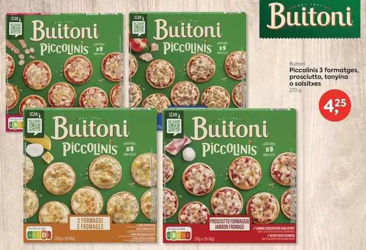 Oferta de Buitoni - Piccolinis A Formatges, A Perceintes Lamyina O Piccolinis por 4,25€ en Suma Supermercados