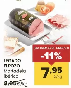 Oferta de Legado ElPozo - Mortadela Iberica por 7,95€ en Autoservicios Familia