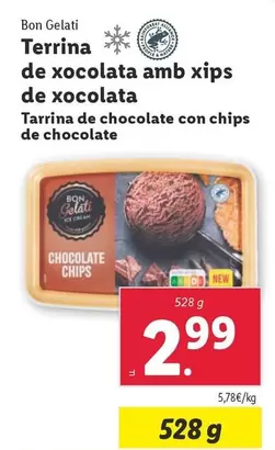 Oferta de Bon Gelati - Tarrina De Chocolate Con Chips De Chocolate por 2,99€ en Lidl