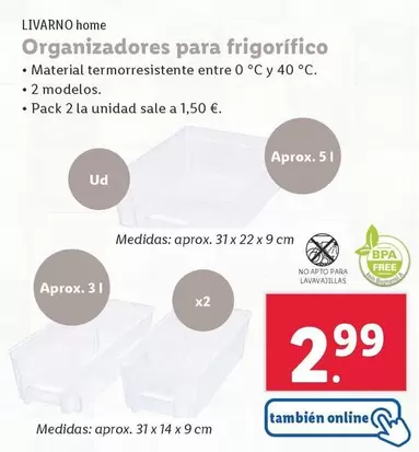 Oferta de Livarno Home - Organizadores Para Frigorifico por 2,99€ en Lidl