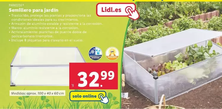 Oferta de Parkside - Semillero Para Jardin por 32,99€ en Lidl