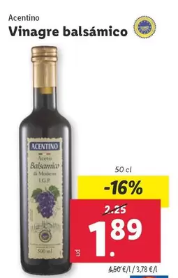 Oferta de Acentino - Vinagre Balsamico por 1,89€ en Lidl