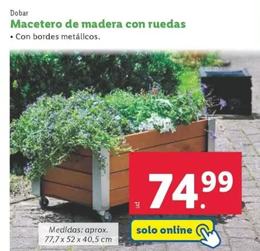 Oferta de Dobar - Macetero De Madera Con Ruedas por 74,99€ en Lidl
