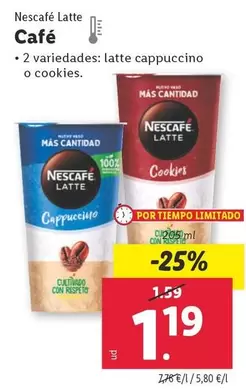 Oferta de Nescafé - Cafe Latte por 1,19€ en Lidl