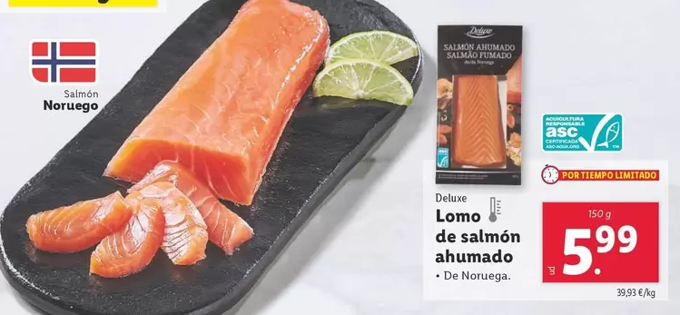 Oferta de Deluxe - Lomo De Salmon Ahumado por 5,99€ en Lidl