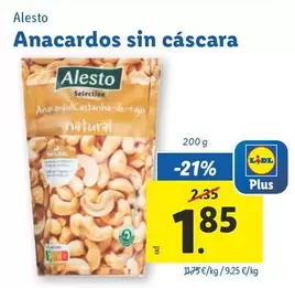 Oferta de Alesto - Anacardos Sin Cáscara  por 1,85€ en Lidl