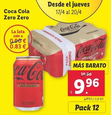 Oferta de Coca-Cola - Zero Zero por 9,96€ en Lidl