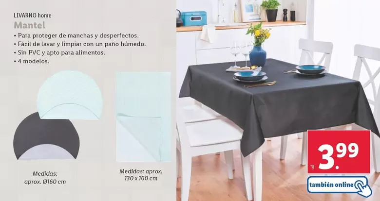 Oferta de Livarno Home - Mantel por 3,99€ en Lidl