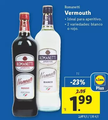 Oferta de Romanetti - Vermouth por 1,99€ en Lidl