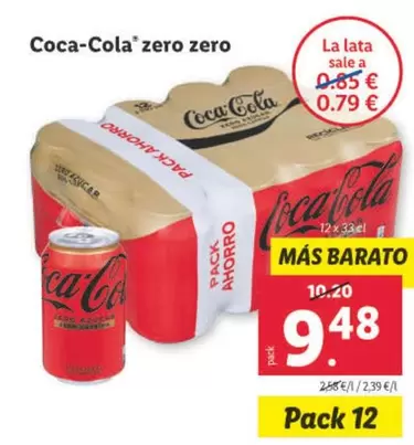 Oferta de Coca-Cola - Zero Zero por 9,48€ en Lidl