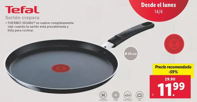 Oferta de Tefal - Sarten Crepera por 11,99€ en Lidl