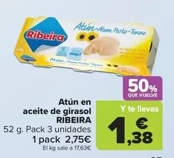 Oferta de Ribeira - Atún En Aceite De Girasol   por 2,75€ en Carrefour