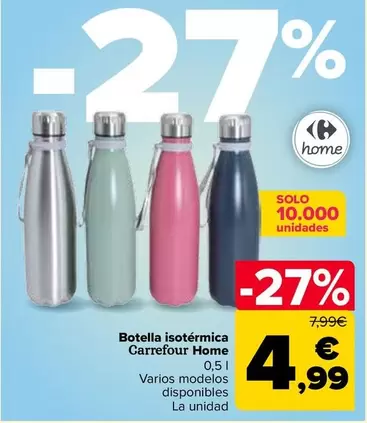 Oferta de Carrefour Home - Botella Isotérmica  por 4,99€ en Carrefour