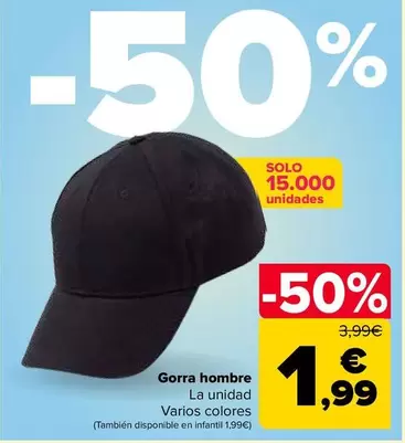 Oferta de Gorra Hombre por 1,99€ en Carrefour