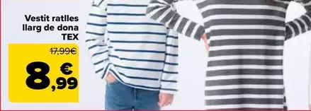 Oferta de Tex - Vestido Rayas Largo Mujer  por 8,99€ en Carrefour