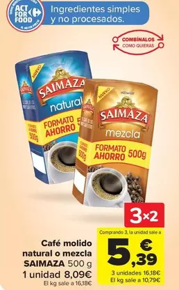 Oferta de Saimaza - Café Molido Natural O Mezcla en Carrefour