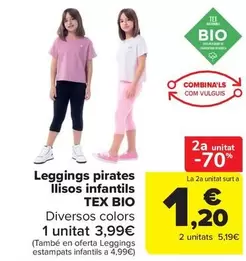 Oferta de Tex Bio - Legging Pirata Liso Infantil en Carrefour