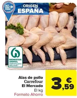 Oferta de Carrefour - Alas De Pollo El Mercado por 3,59€ en Carrefour