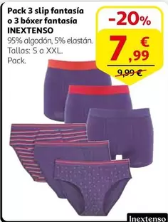 Oferta de Inextenso - Pack 3 Slip Fantasia O 3 Boxer Fantasia por 7,99€ en Alcampo