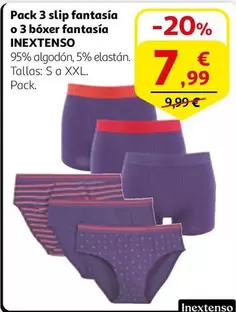 Oferta de Inextenso - Pack 3 Slip Fantasía O 3 Boxer Fantasia por 7,99€ en Alcampo