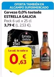 Oferta de Estrella Galicia - Cerveza 0,0% Tostada por 0,63€ en Alcampo
