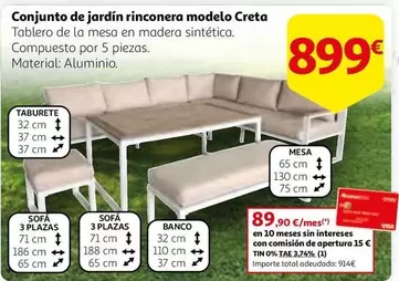 Oferta de Total - Conjunto De Jardín Rinconera Modelo Creta por 899€ en Alcampo