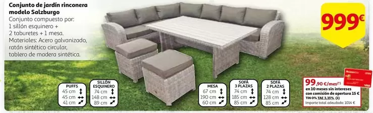 Oferta de Conjunto De Jardín Rinconera Modelo Salzburgo por 999€ en Alcampo