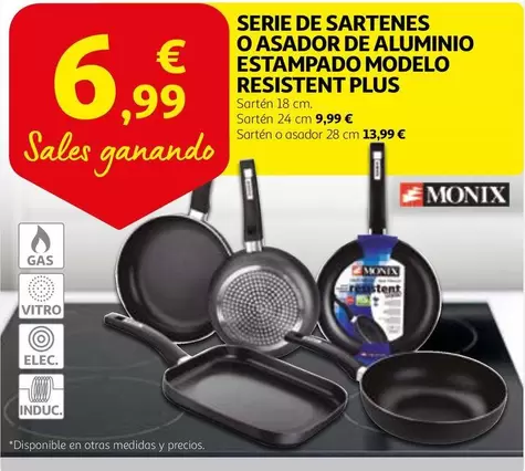 Oferta de Monix - Serie De Sartenes O Asador De Aluminio Estampado Modelo Resistent Plus por 6,99€ en Alcampo