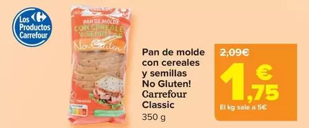 Oferta de Carrefour Classic - Pan De Molde Con Cereales Y Semillas No Gluten!  por 1,75€ en Carrefour